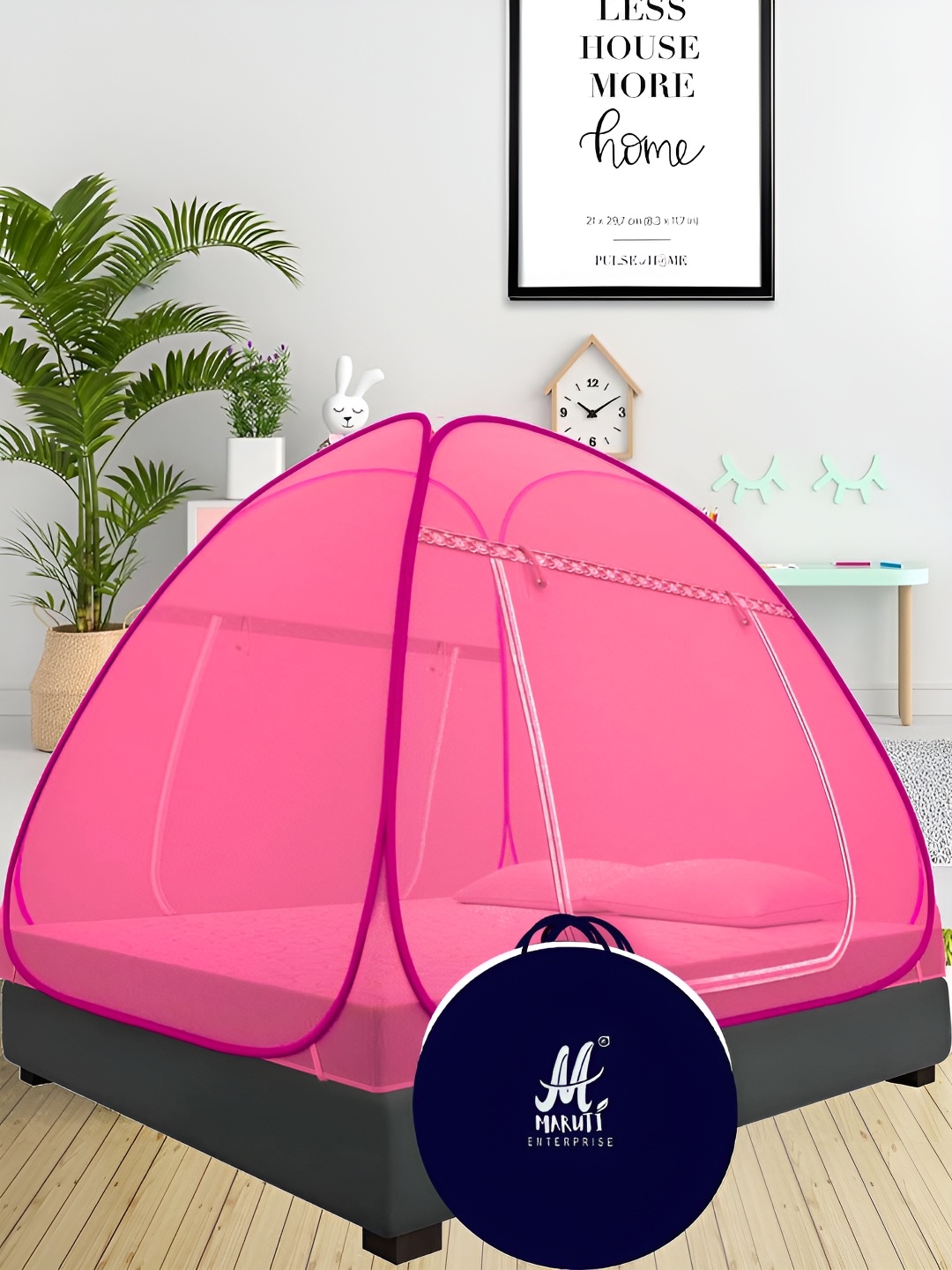 

MARUTI ENTERPRISE Pink King Size Tent Mosquito Net