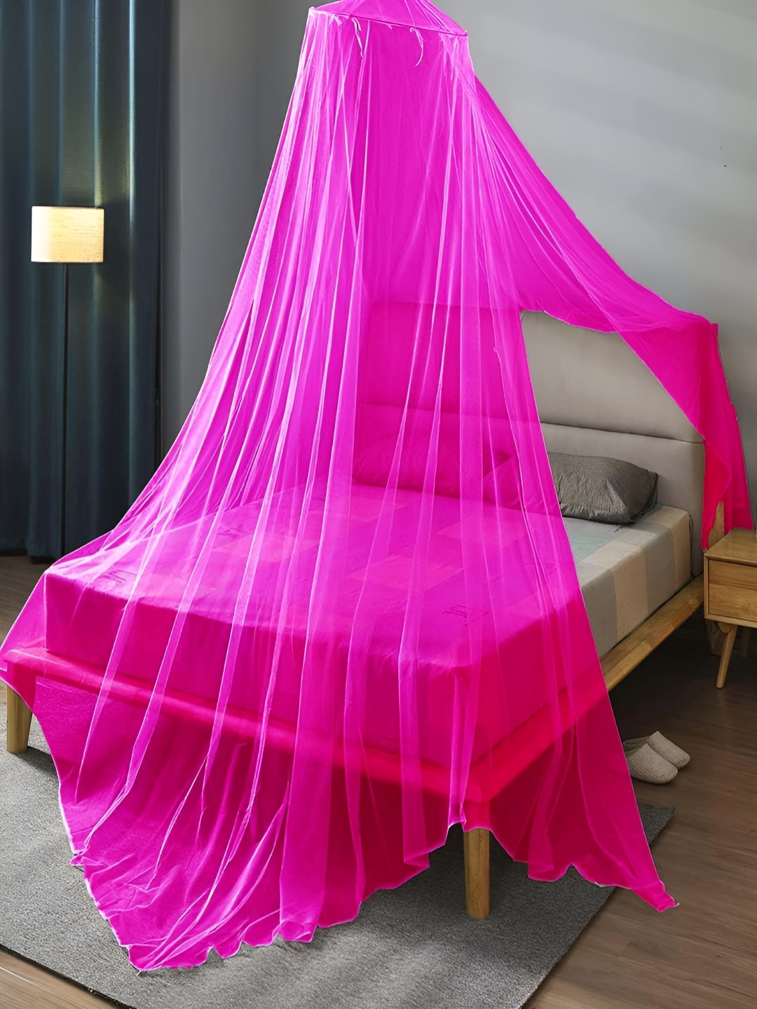 

MARUTI ENTERPRISE Pink King Size Hanging Mosquito Net