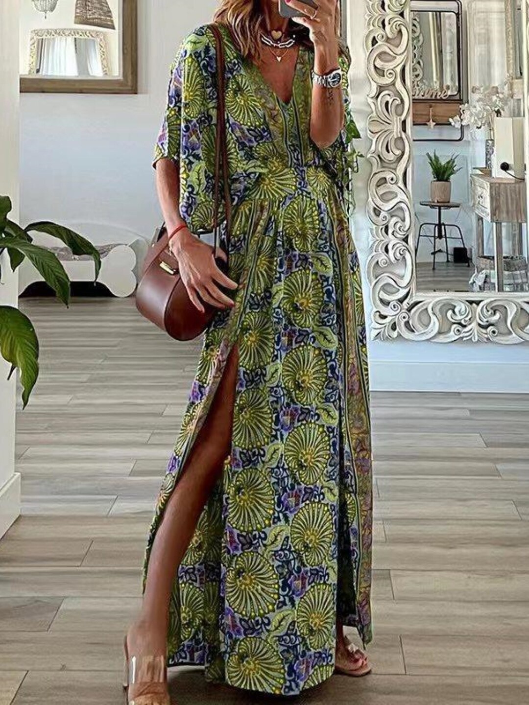 

StyleCast Short Sleeves Floral Print Maxi Dress, White