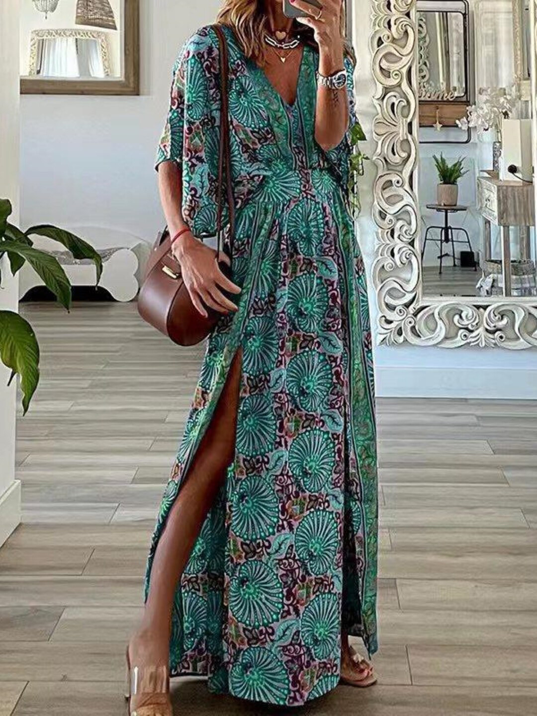 

StyleCast Abstract Printed V-Neck Maxi Dress, White