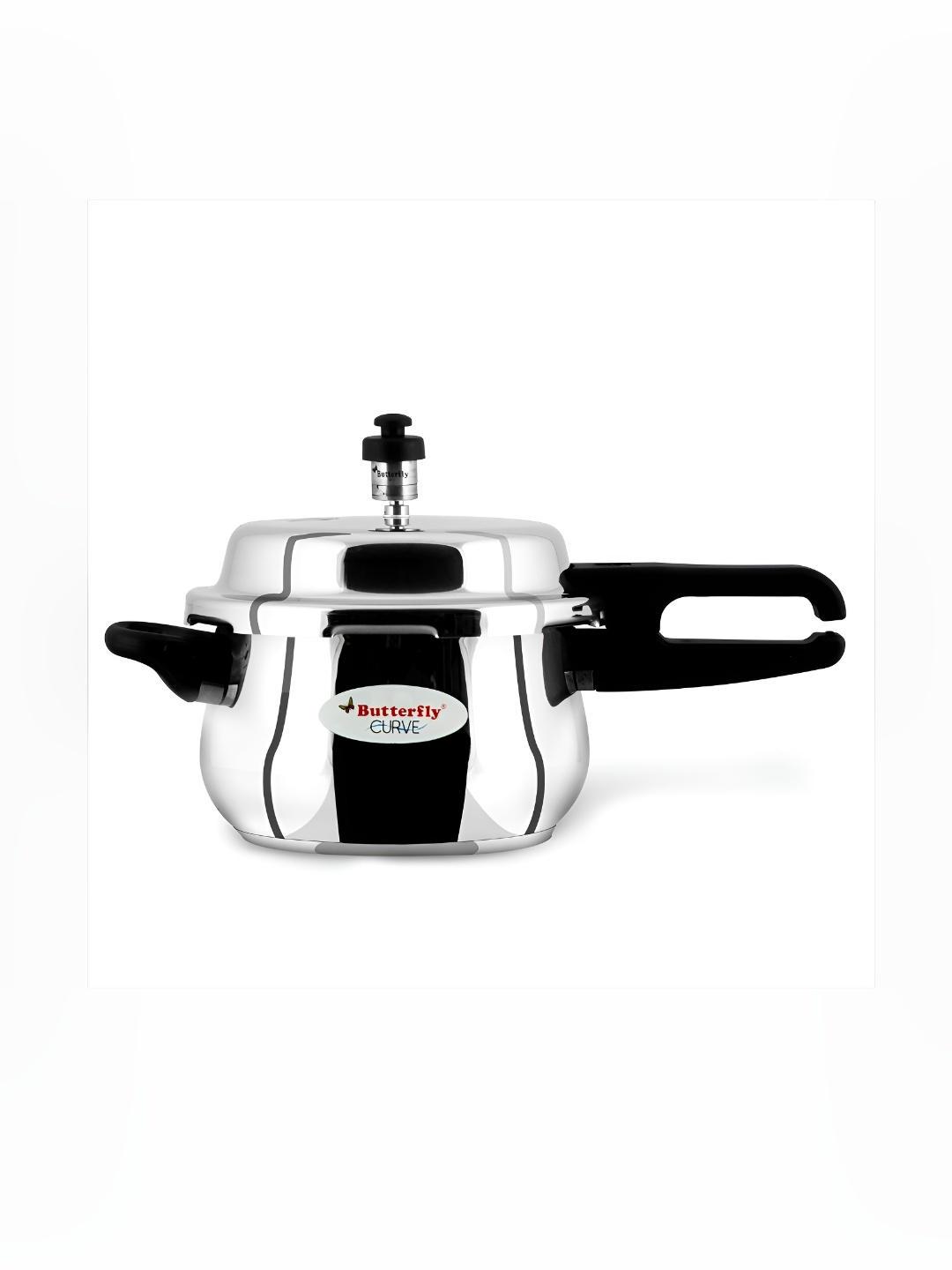 

butterfly Silver Toned & Black Stainless Steel Dishwasher Safe Pressure Cooker