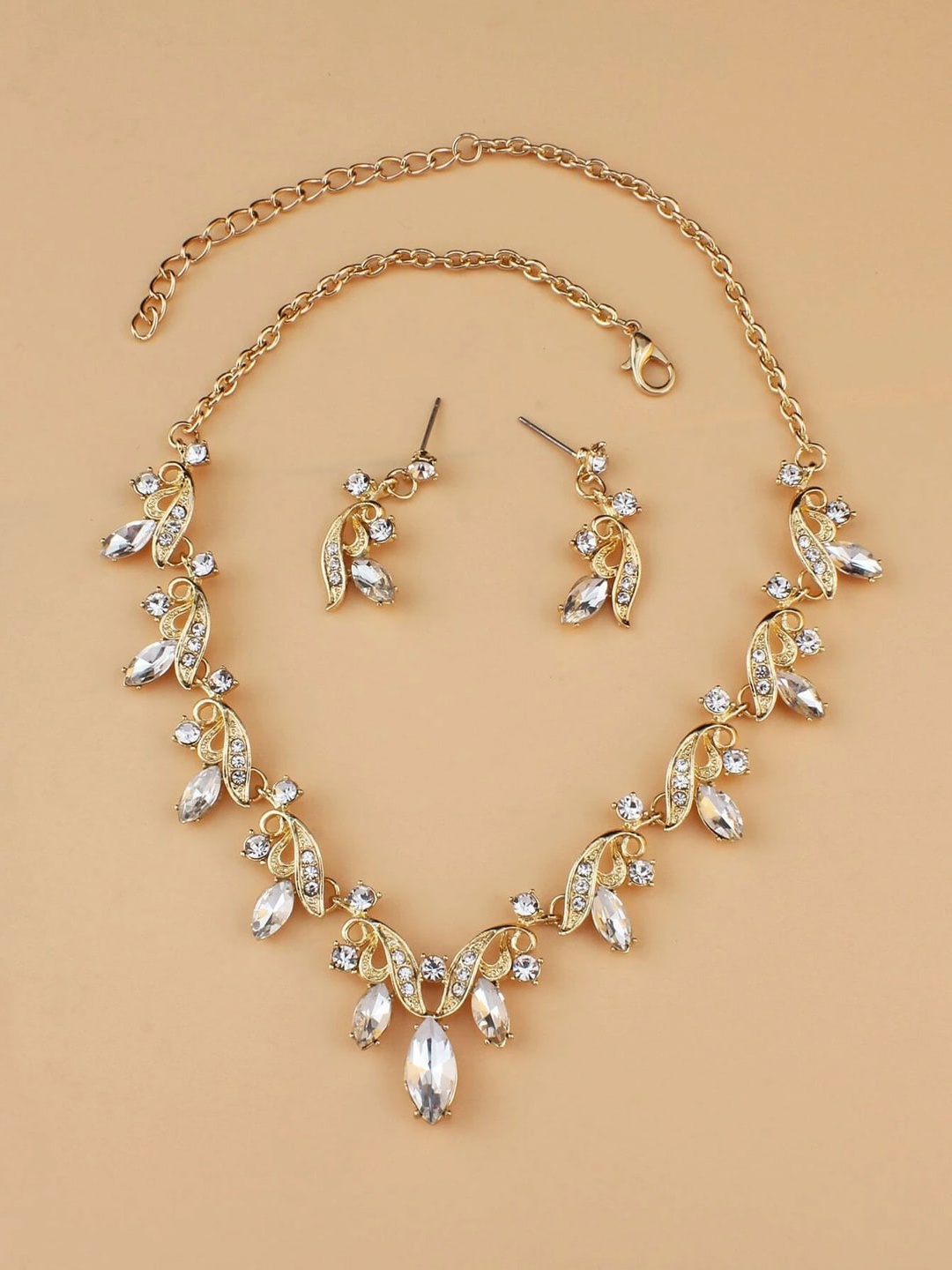 

Shining Diva Fashion Gold-Plated Crystal Studded Jewellery Set