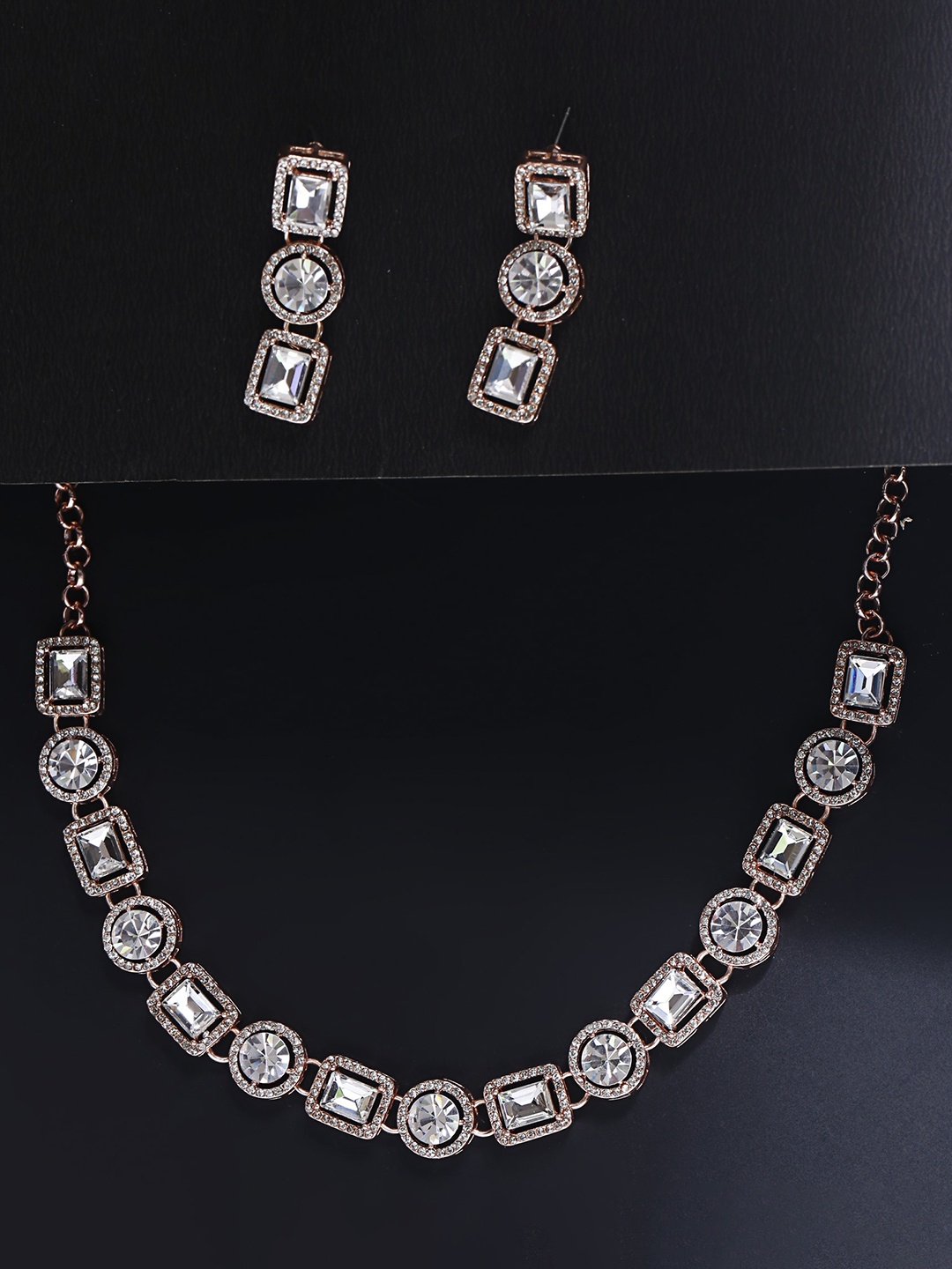 

Shining Diva Fashion Gold-Plated Crystal Stone Studded Jewellery Set