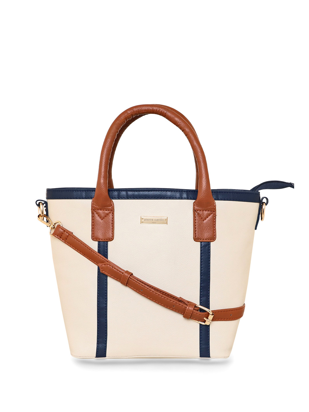 

pierre cardin Colourblocked PU Structured Handheld Bag, Beige