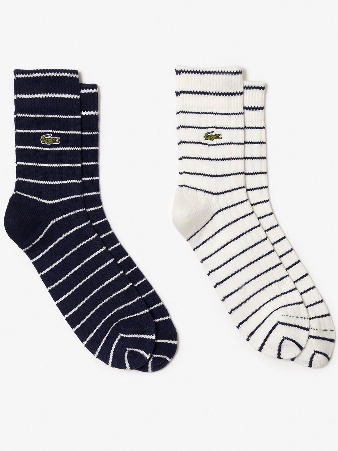 

Lacoste Men Pack Of 2 Striped Knee-Length Socks, Blue