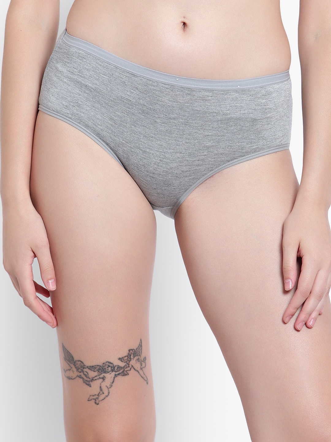 

Velvi FIGURE Women Mid Rise Anti-Microbial Basic Briefs, Grey