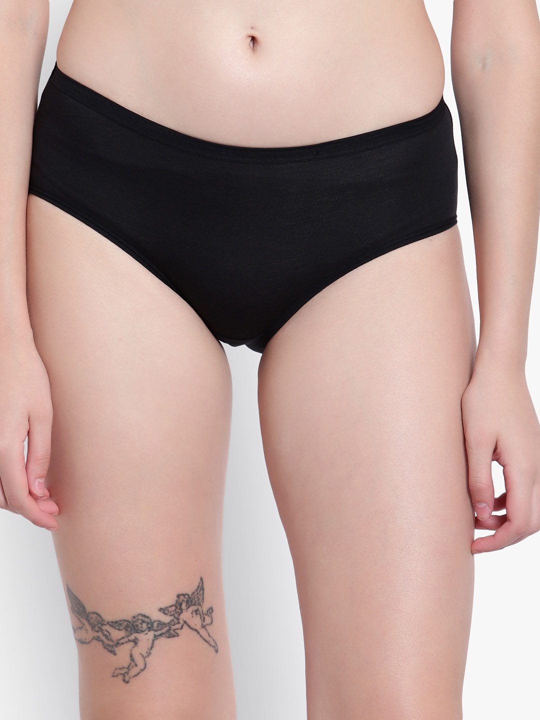 

Velvi FIGURE Women Mid Rise Anti-Microbial Basic Briefs, Black