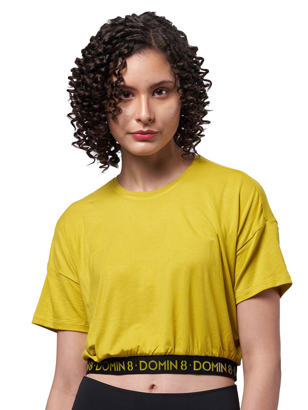 

DOMIN8 Extended Sleeves Blouson Crop Top, Yellow