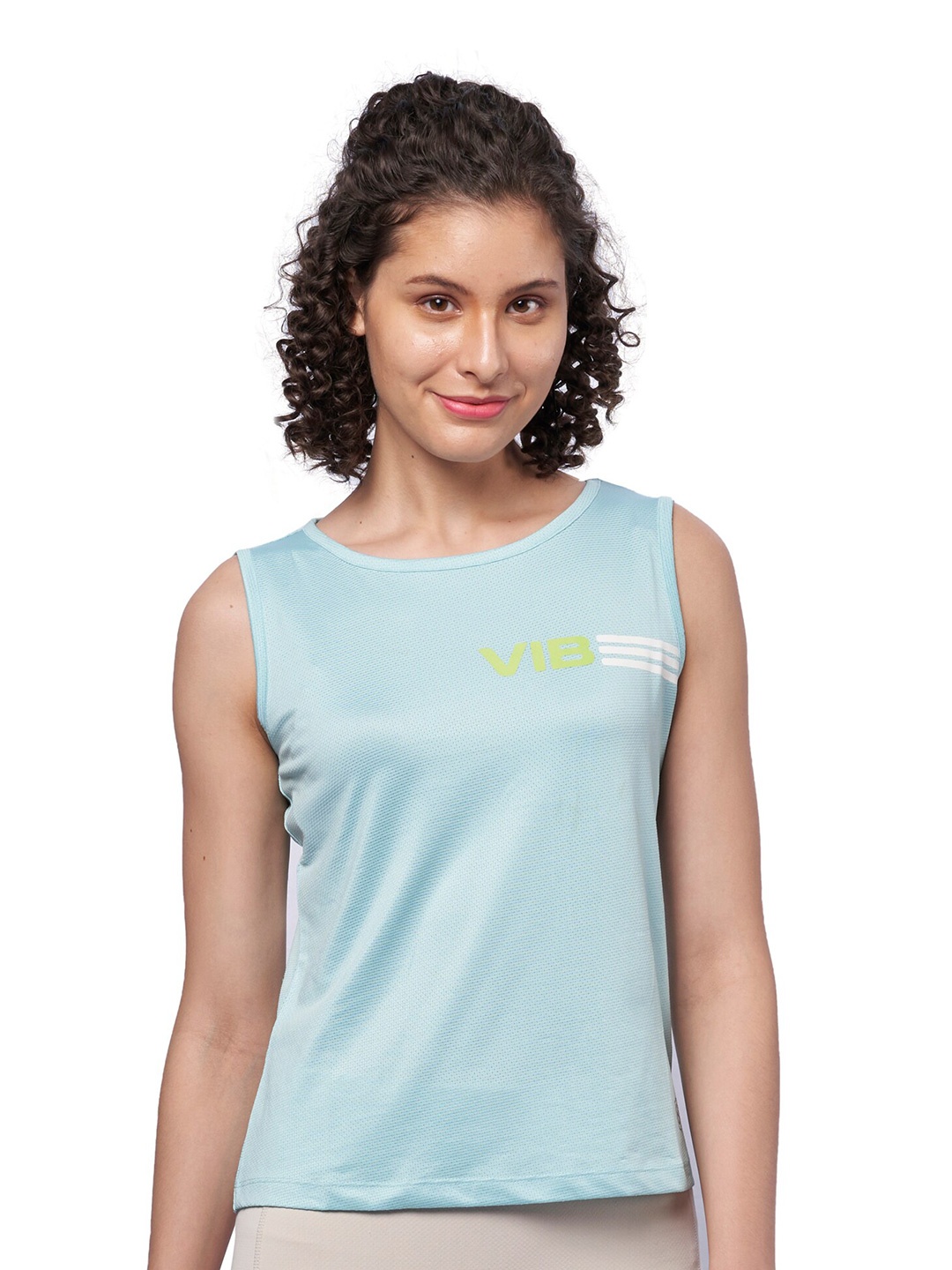 

DOMIN8 Regular Round Neck Sleeveless Tank Top, Turquoise blue