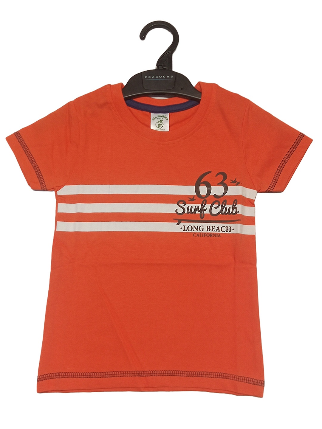 

BAESD Boys Round Neck Striped Cotton T-shirt, Orange