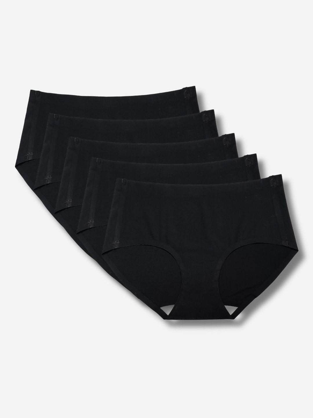 

TOM & GEE Pack Of 5 Mid Rise Seamless Hipster Briefs, Black