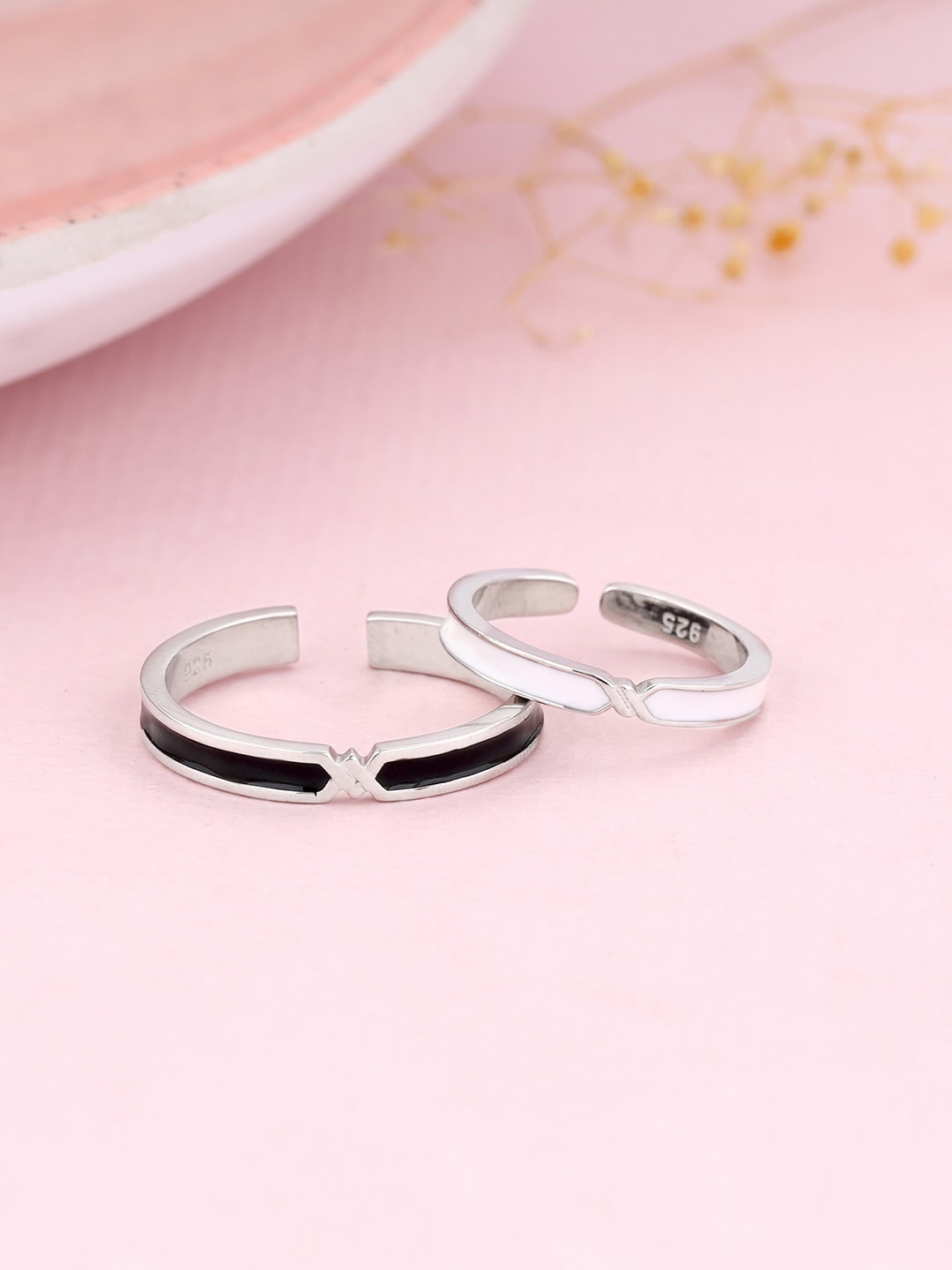 

GIVA 925 Rhodium-Plated Adjustable Couple Finger Ring, Silver