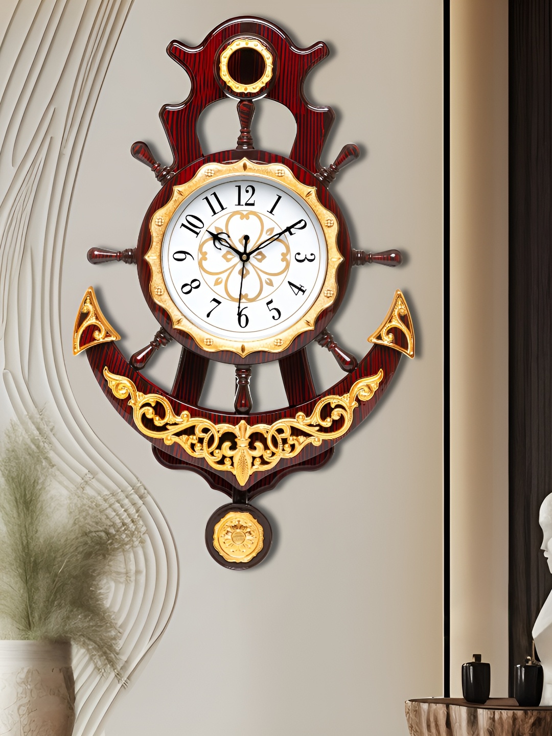 

Attractionz Brown & White Round Textured Analogue Contemporary Wall Clock