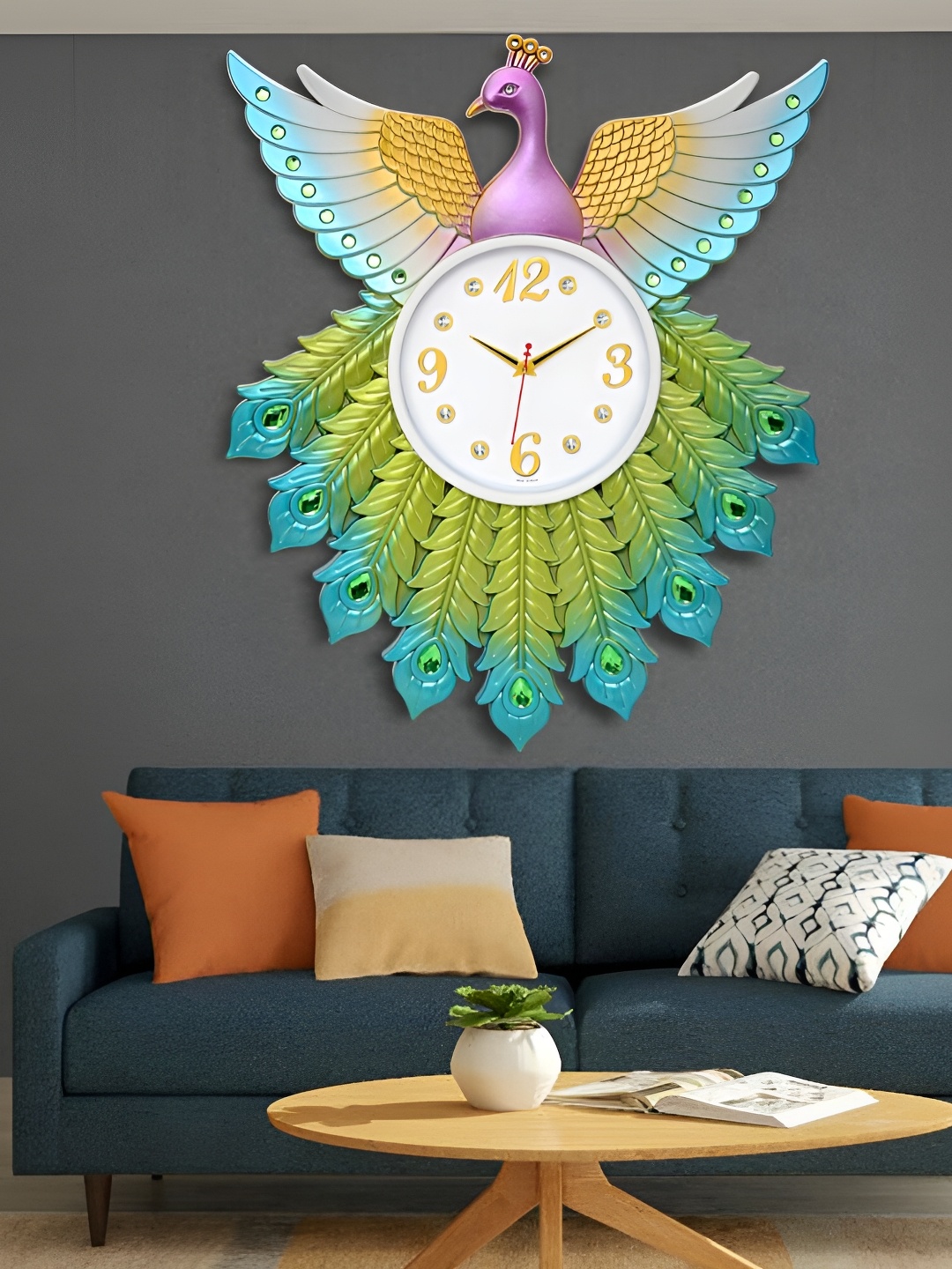 

Attractionz Green & Purple Round Analogue Wall Clock