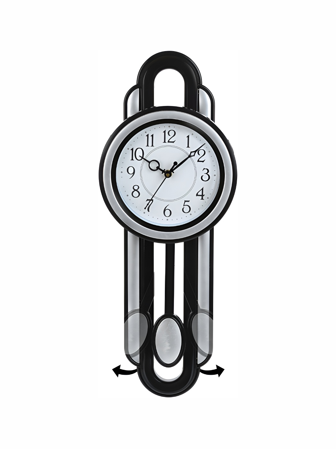 

Attractionz Att'z Silver Toned & Black Round Traditional Wall Clock