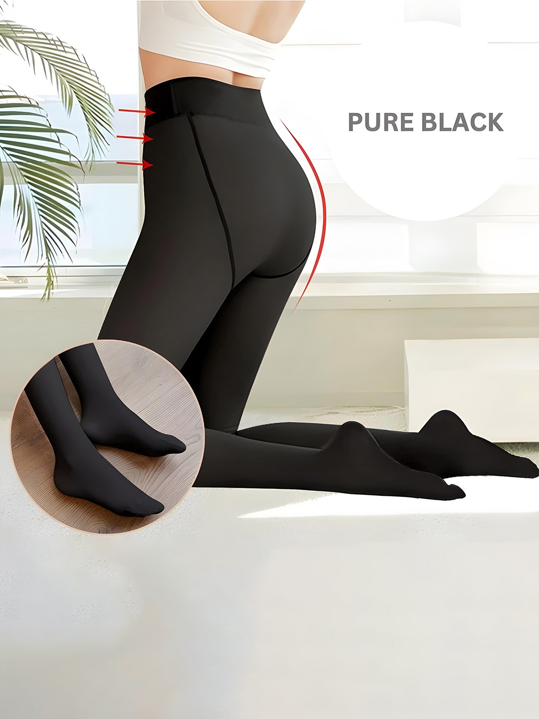 

DUNBERRY LONDON Warm Thermal Fur Fleece Woolen Stockings, Black
