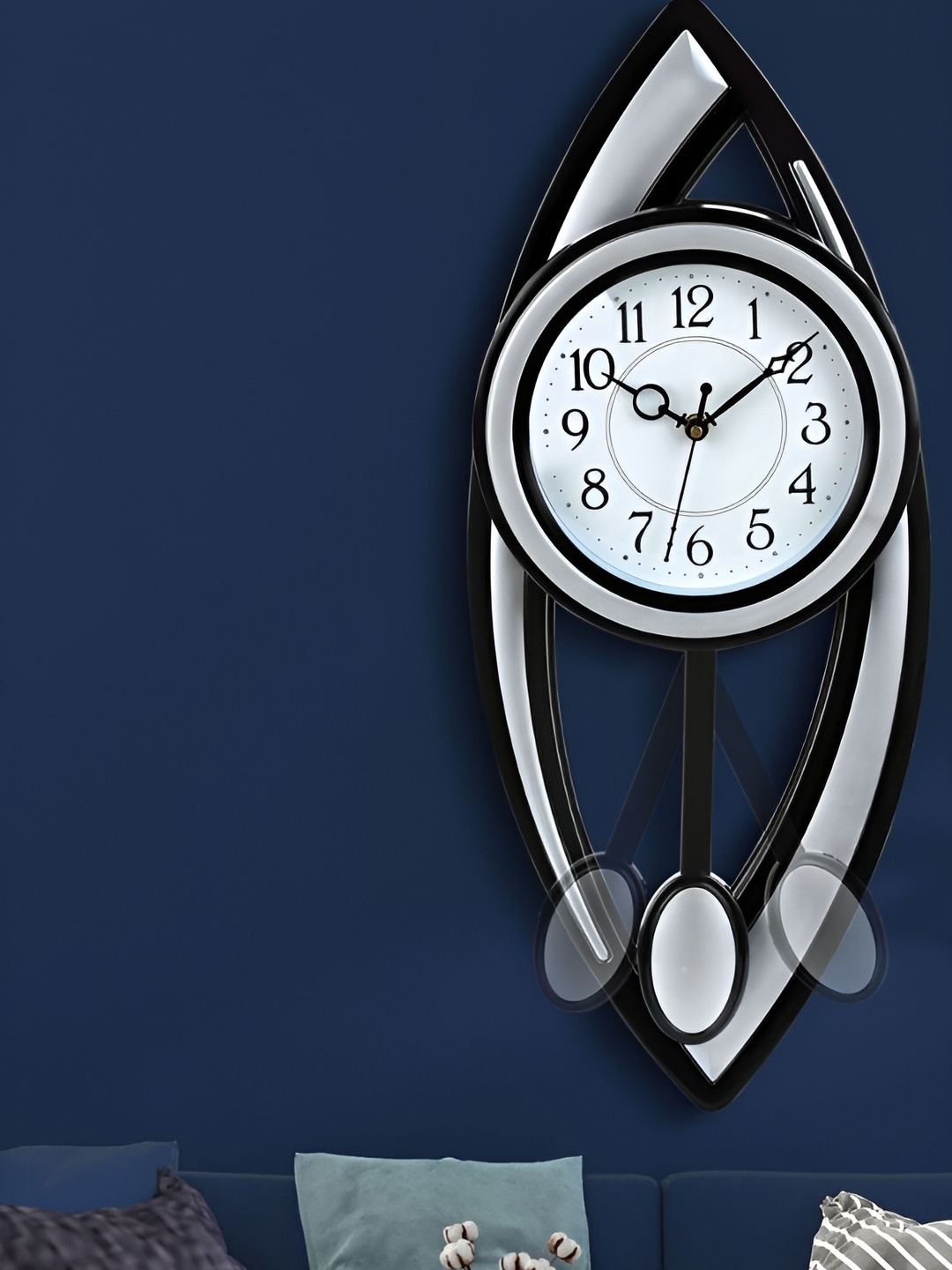

Attractionz Silver-Toned Round Contemporary Pendulum Wall Clock