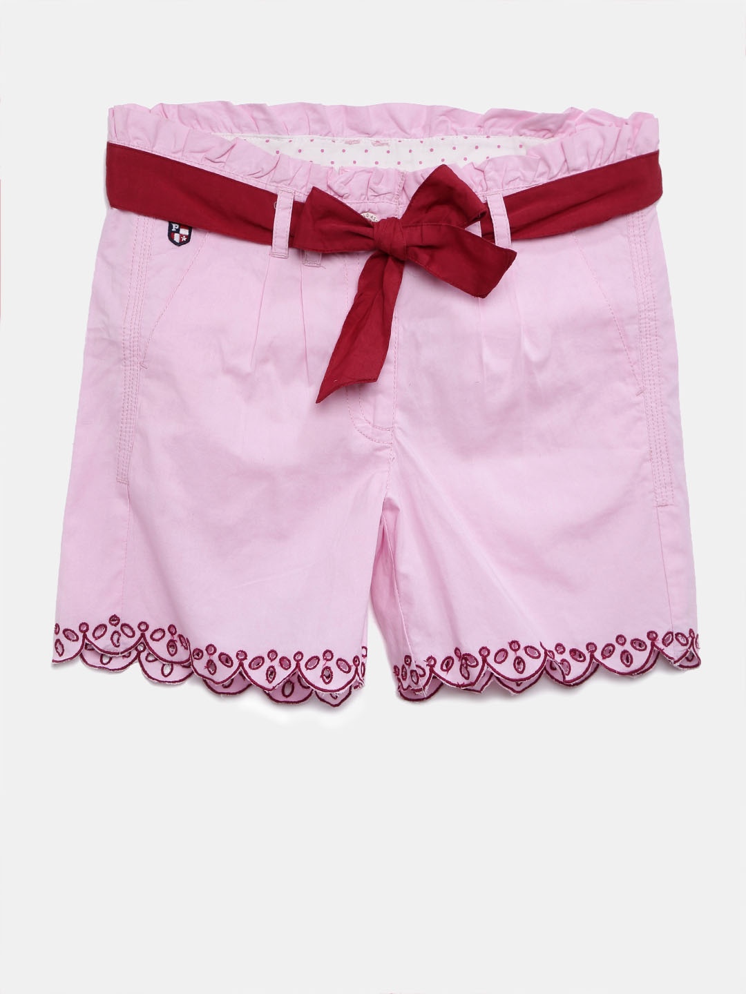 

U.S. Polo Assn. Kids Girls Pink Solid Slim Fit Regular Shorts