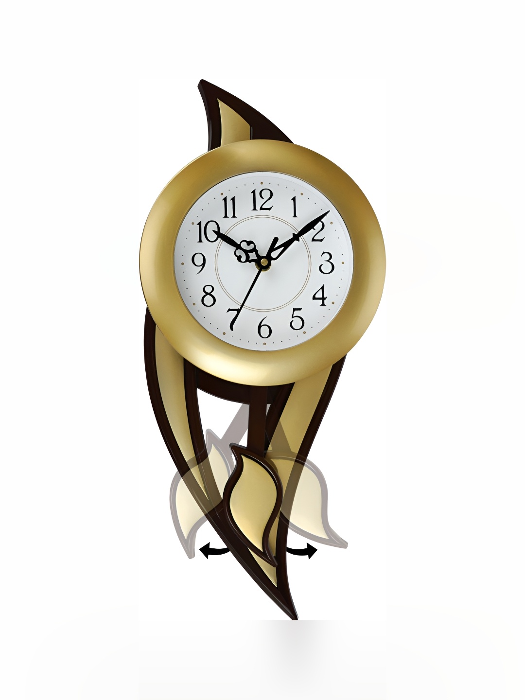 

Attractionz Gold-Toned Round Pendulum Analogue Wall Clock