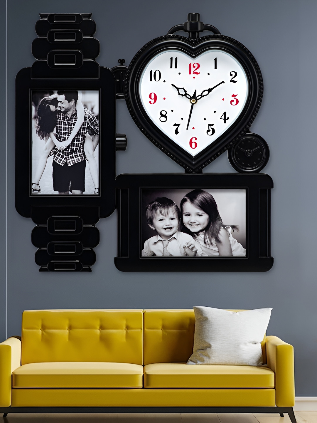 

Attractionz Black & White Heart Textured Geometric Contemporary Wall Clock
