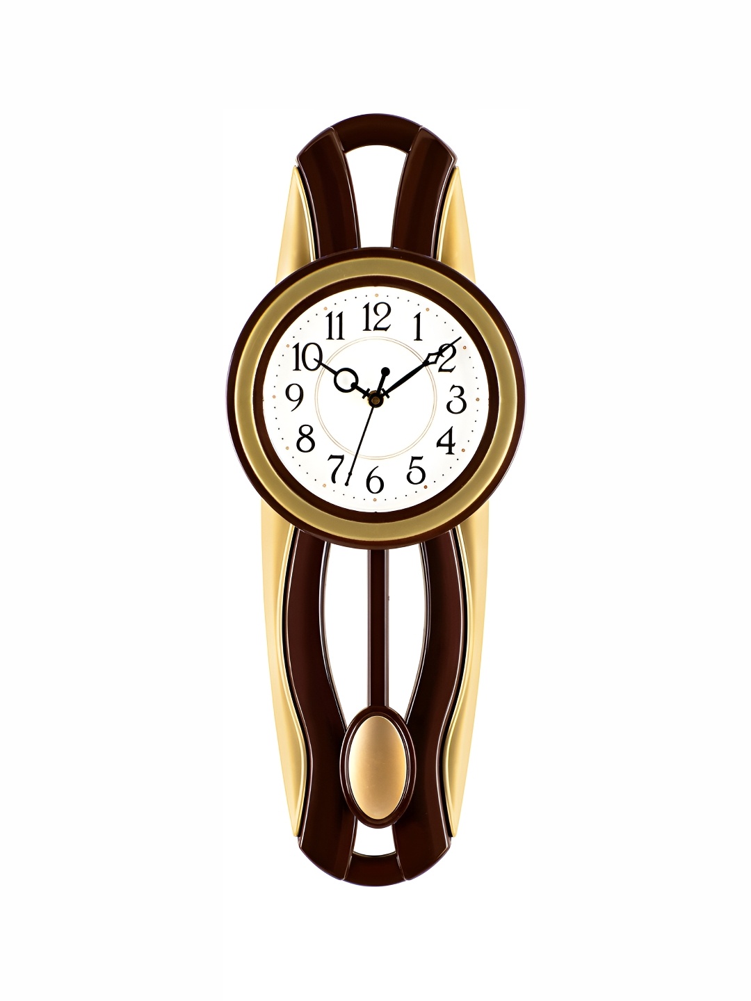 

Attractionz GoldToned and Black Round Analogue Contemporary Wall Clock, Gold