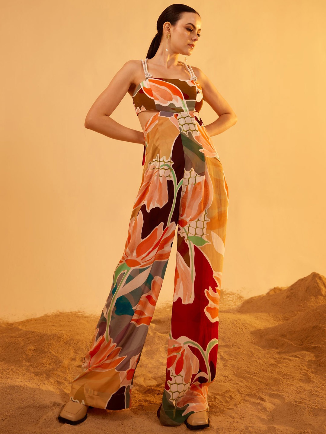 

Tizzi Floral Printed Sleeveless Cover Up, Yellow