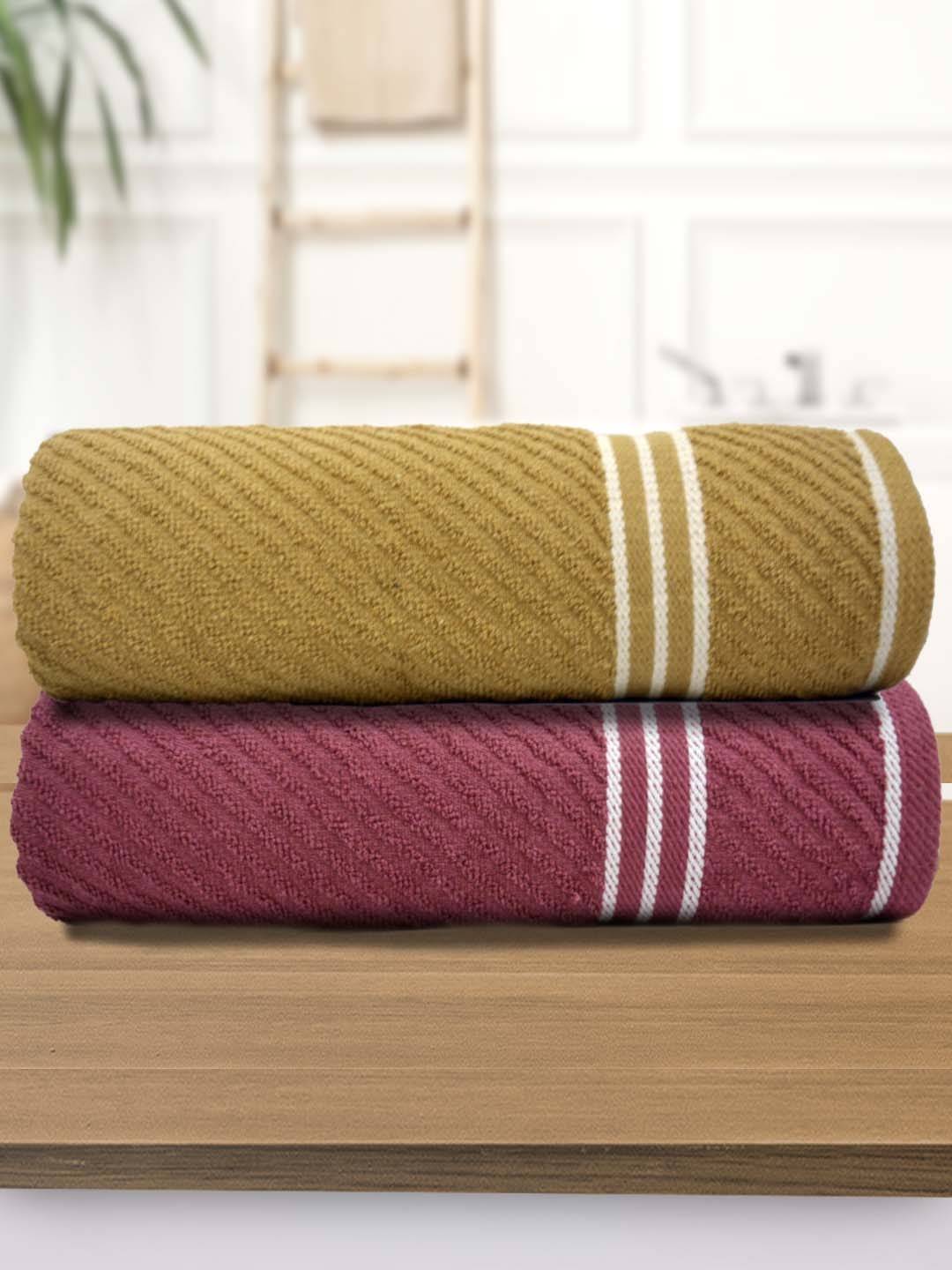 

Athom Living Peach & Beige 2 Pieces 380 GSM Cotton Bath Towels