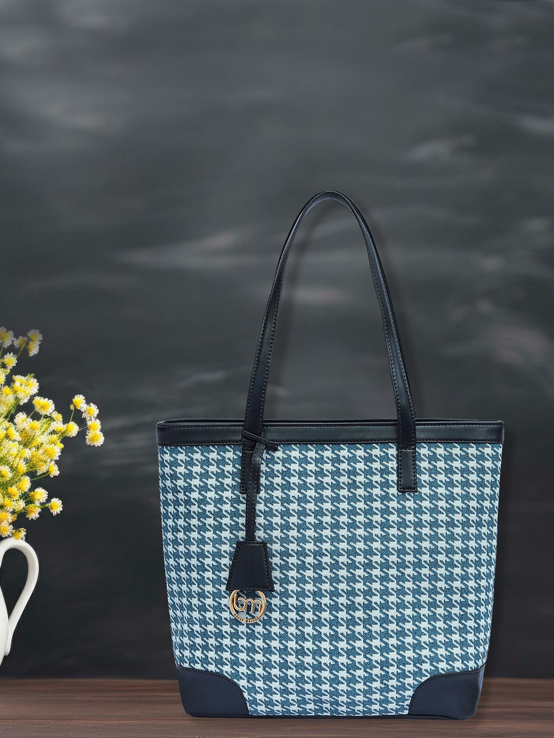 

Bagsy Malone Geometric Printed Vegan Leather Structured Shoulder Bag, Blue