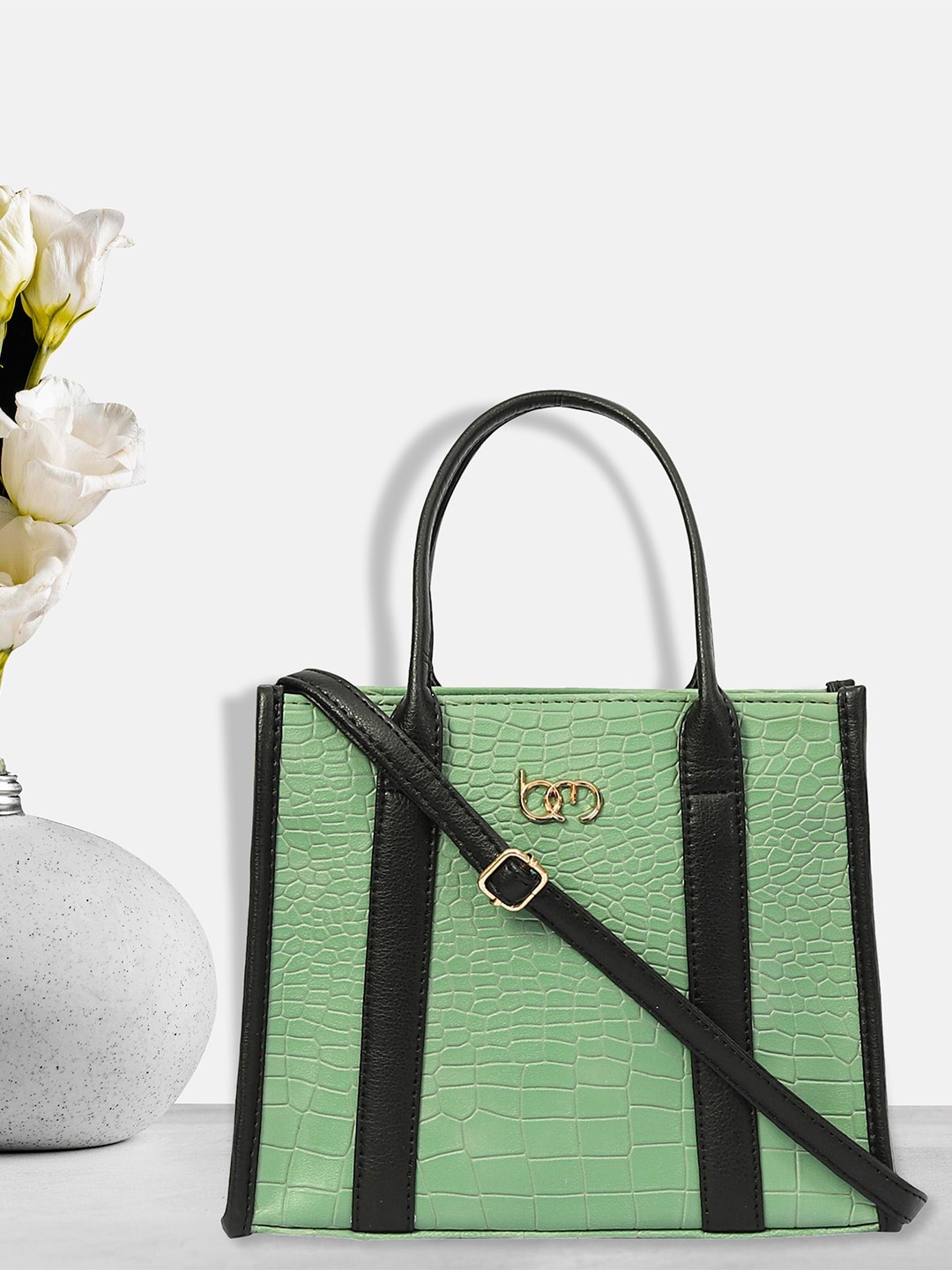 

Bagsy Malone Textured Self Design Swagger Handheld Bag, Sea green