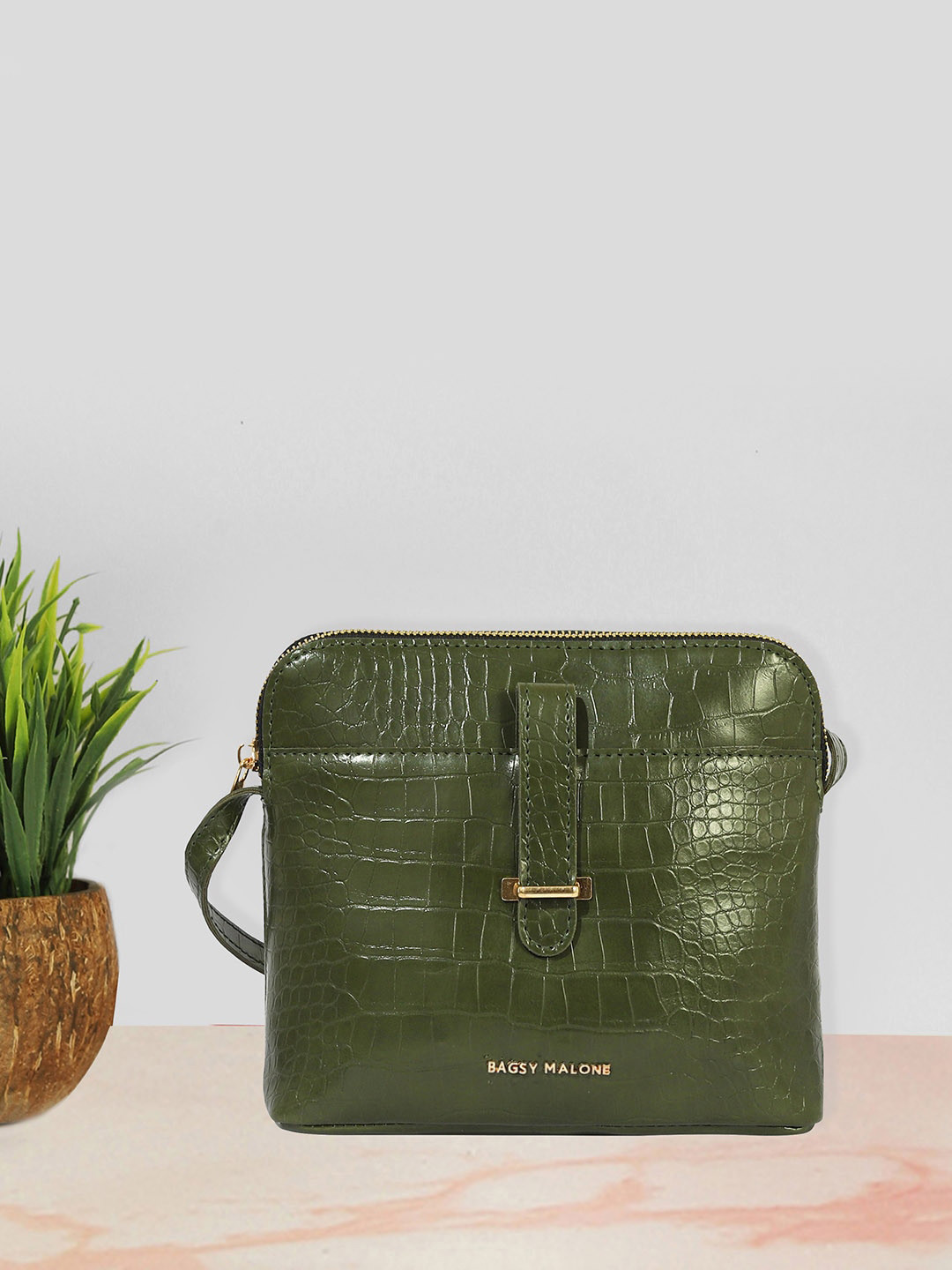 

Bagsy Malone Animal Textured Sling Bag, Olive