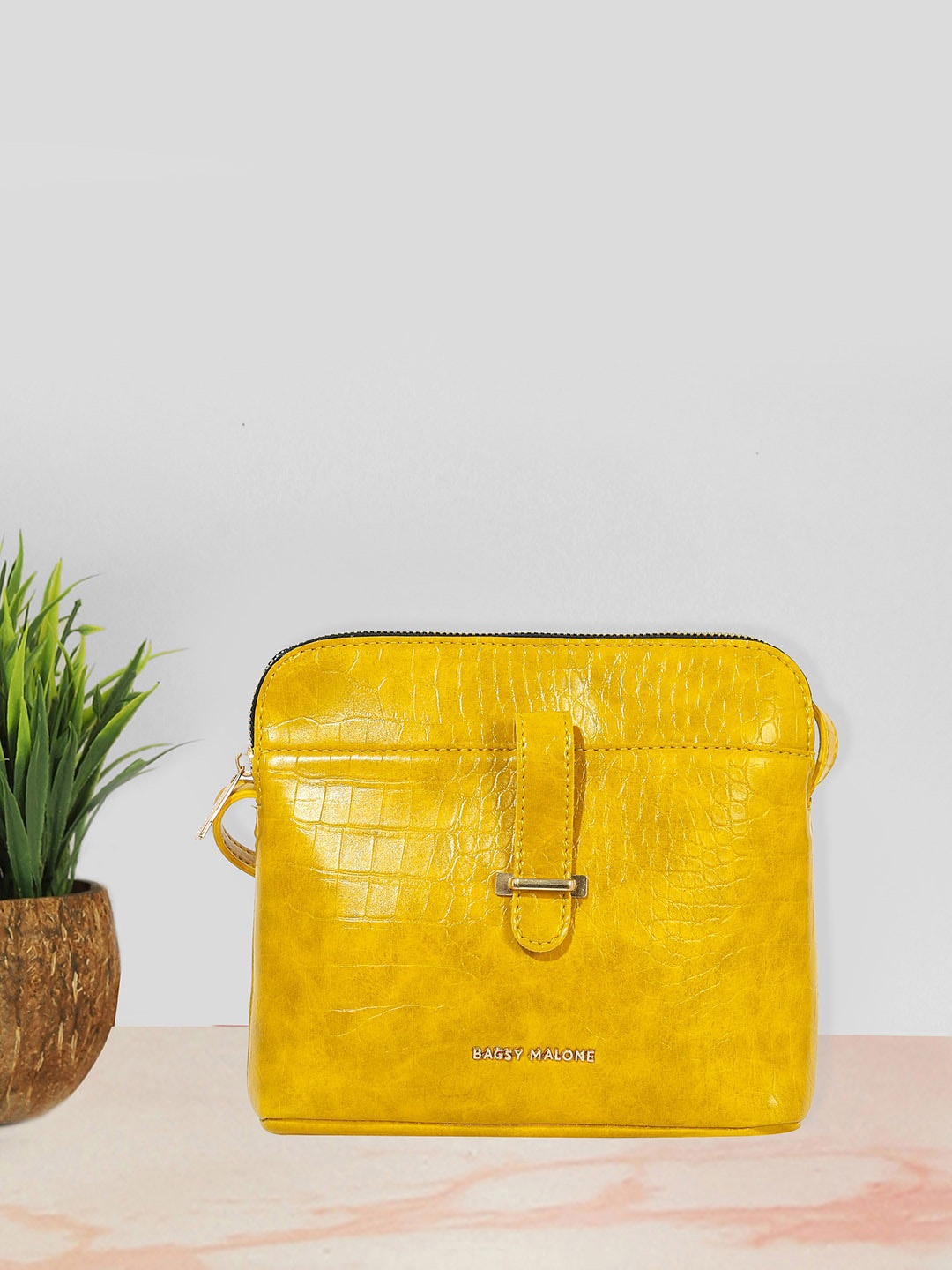 

Bagsy Malone Textured Structured Sling Bag, Yellow