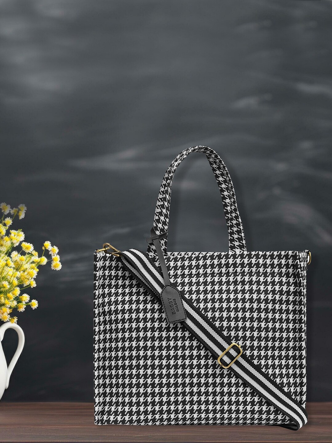 

Bagsy Malone Checked Structured Bag, Black