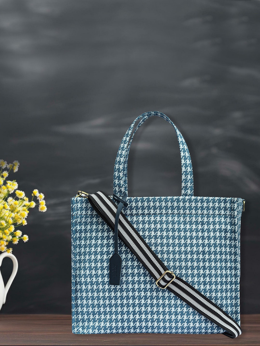 

Bagsy Malone Checked Vegan Leather Oversized Shopper Tote Bag, Blue