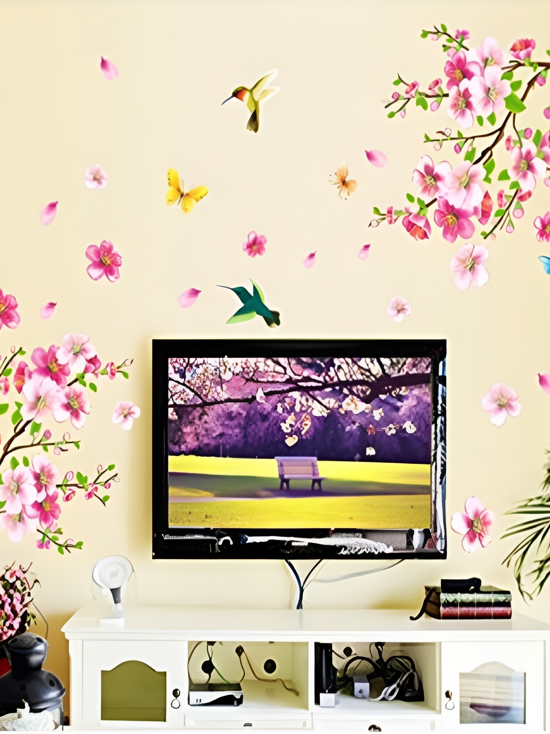 

Aquire Pink & Green Floral Printed Self-Adhesive Waterproof Wall Sticker