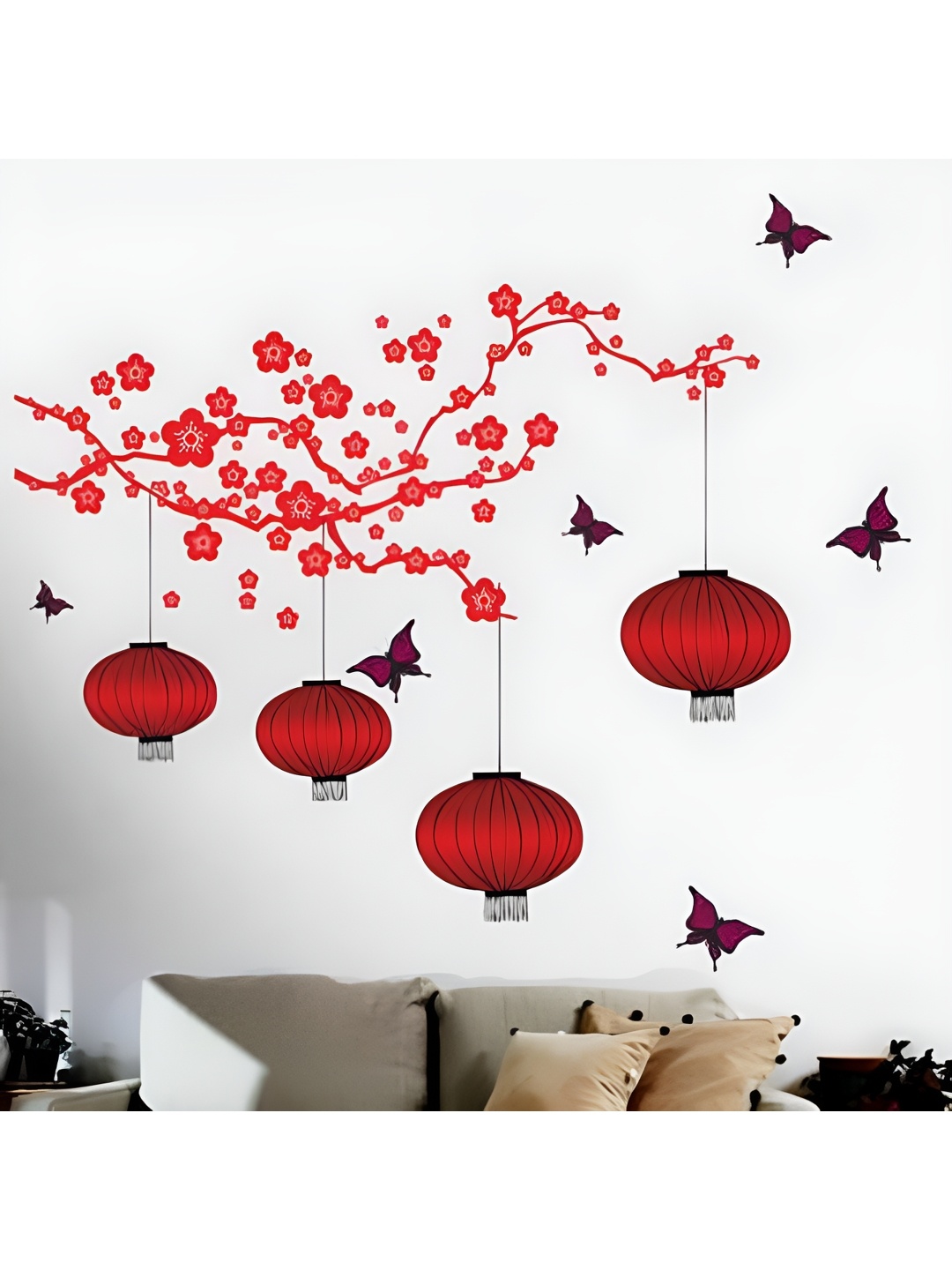 

Aquire Red & Black Floral Printed Self-Adhesive Waterproof Wall Sticker