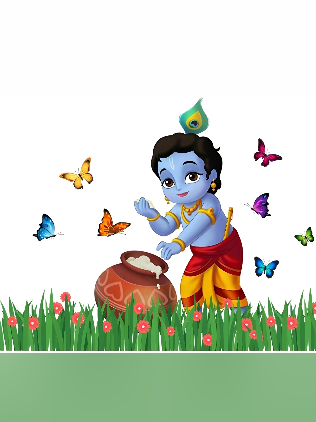 

Aquire Green & Blue Lord Krishna Printed Self-Adhesive Waterproof Wall Sticker