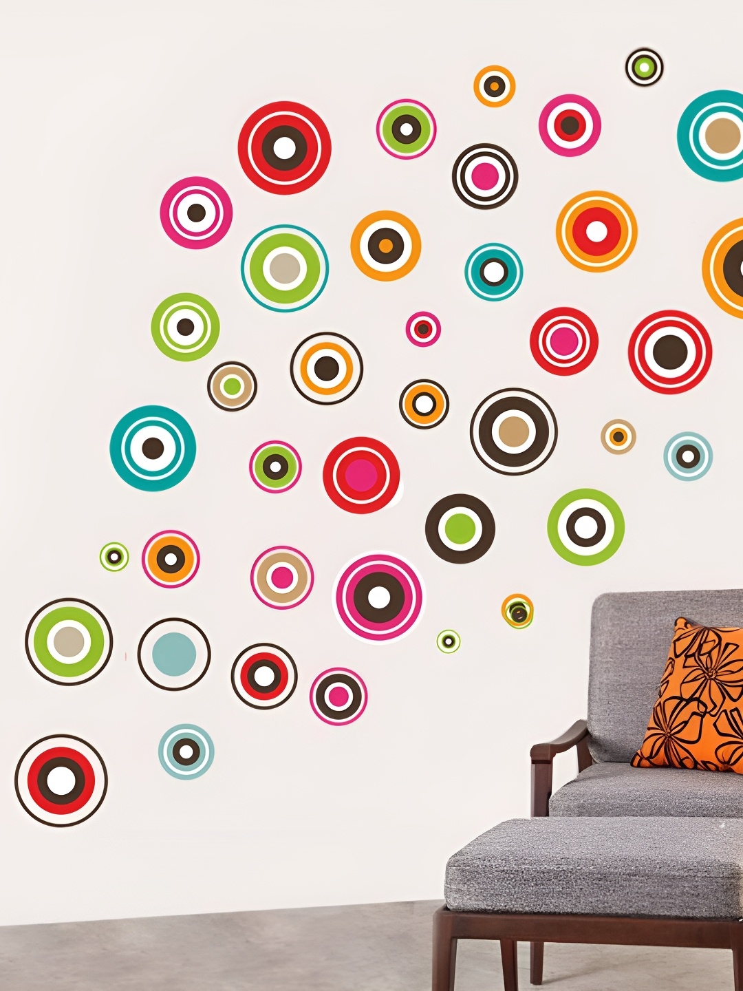 Aquire Pink & Green Abstract Printed Self-Adhesive Wall Stickers