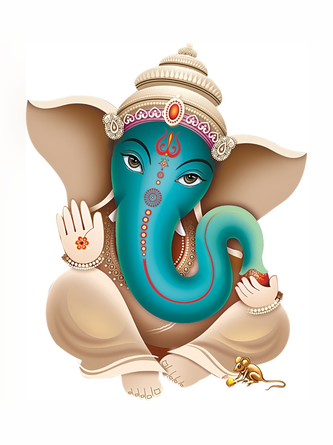 

Aquire Beige Green Modern Art Ganesh Ji Self Adhesive Removable Wallpaper