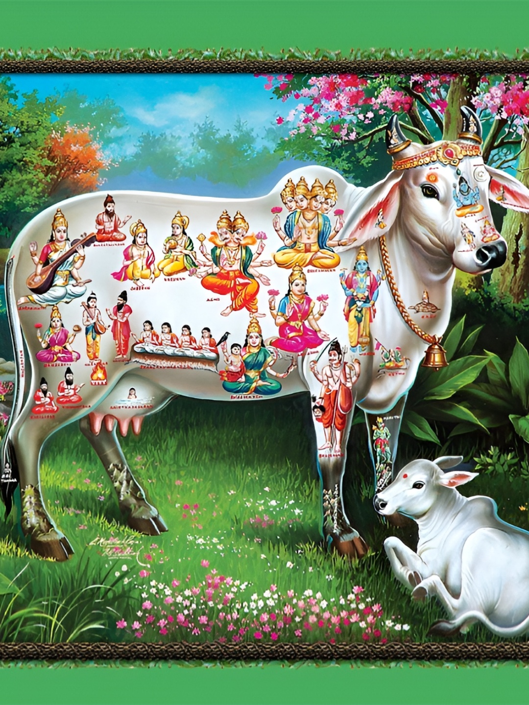 

Aquire White & Green Kamadhenu Printed Self-Adhesive Wall Sticker