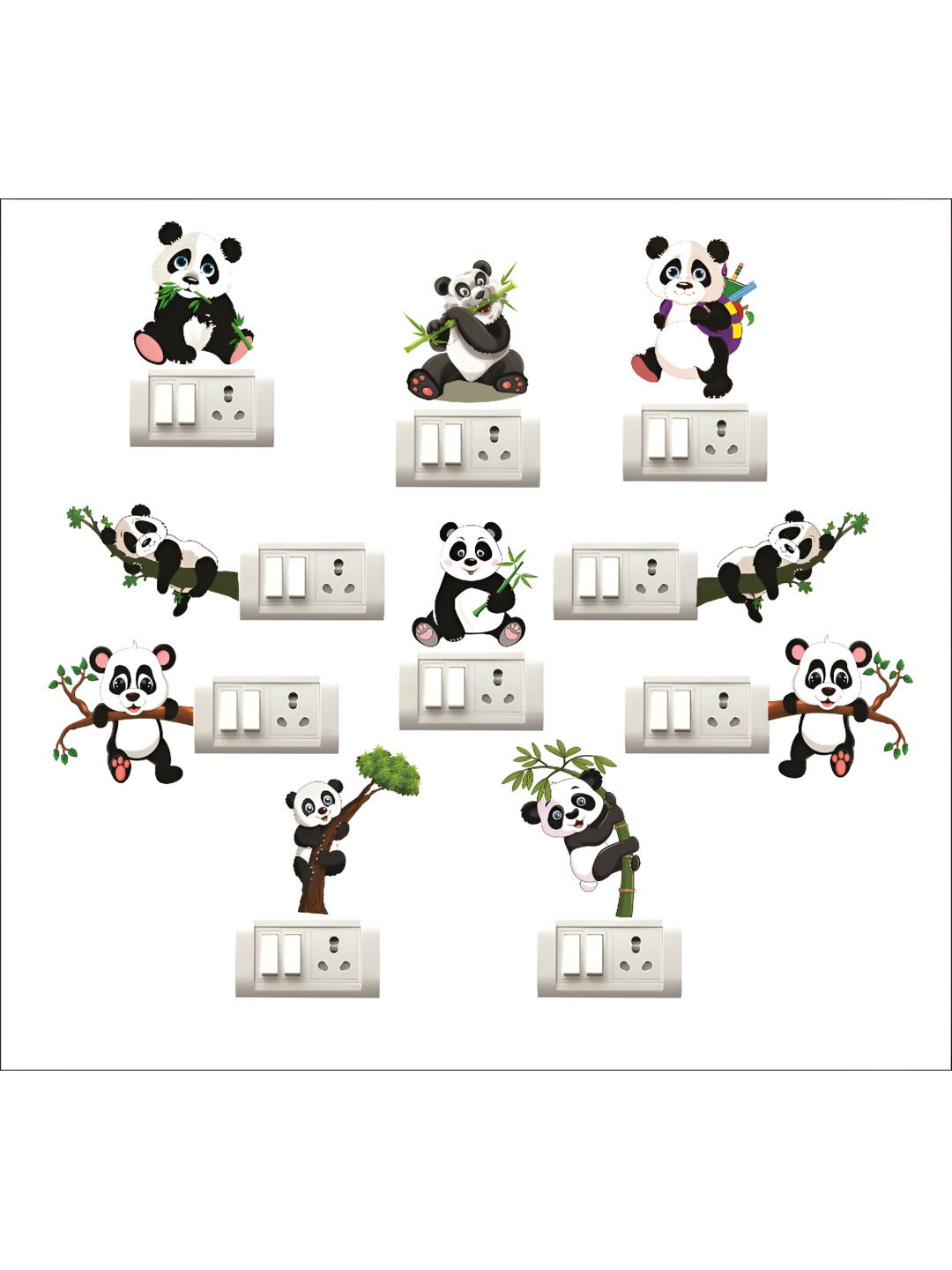 

Aquire Black White 10 Pcs Doll Printed Self Adhesive Wall Stickers