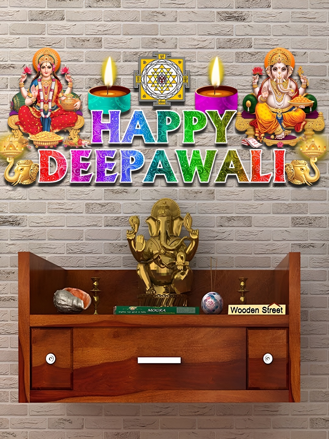

Aquire Green & Red Happy Deepawali Self Adhesive Wall Paper
