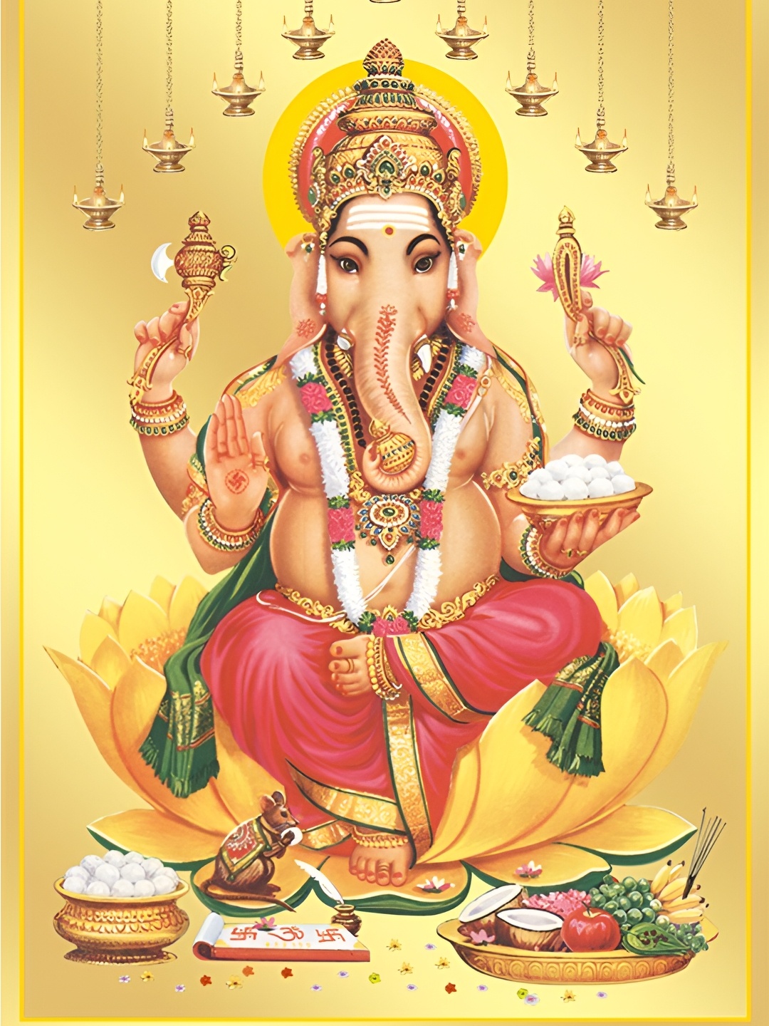 

Aquire Pink & Gold Toned Ganesha Printed Self Adhesive Removable Wallpaper