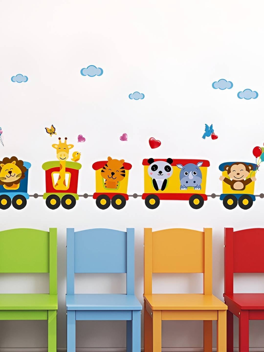 

Aquire Red & Blue Toy Train Printed Self-Adhesive Waterproof Wall Sticker