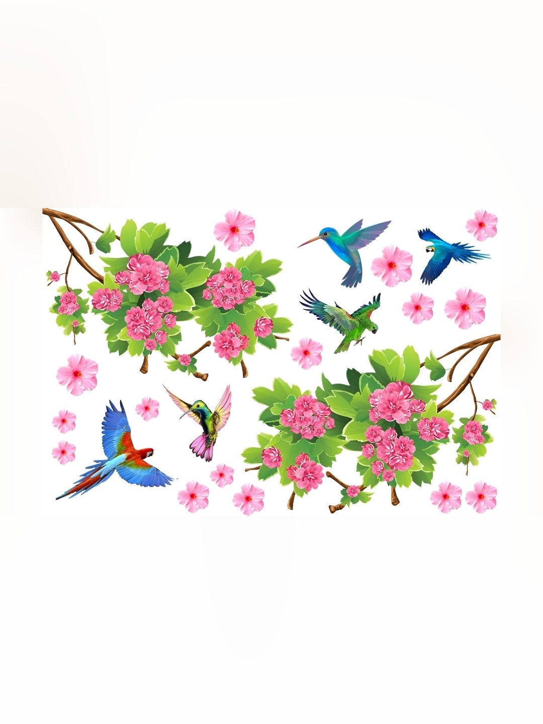

Aquire Green & Pink Floral Printed Self-Adhesive Wall Sticker