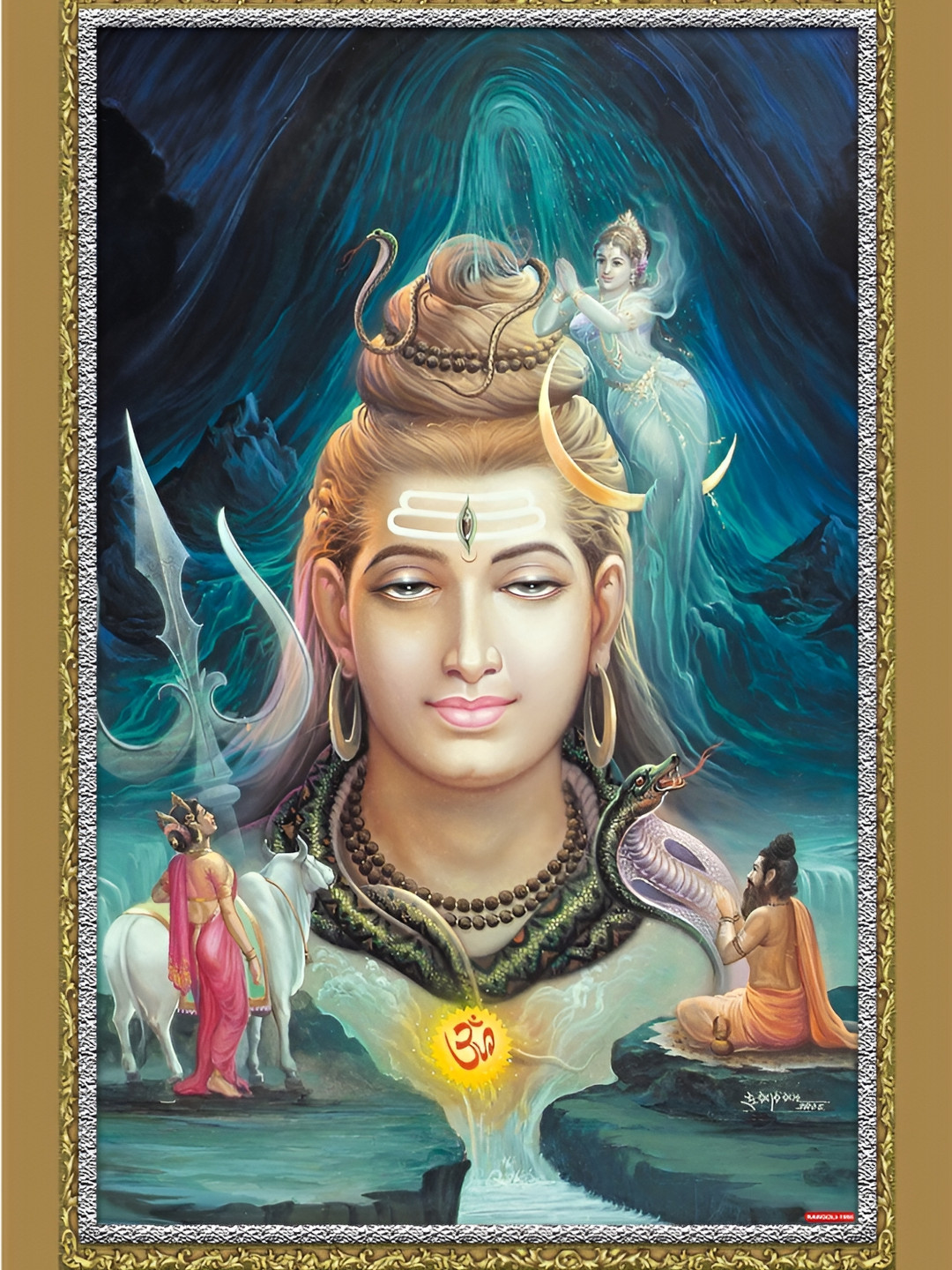 

Aquire Blue Religious Printed Shiv Parvati Self Adhesive Reusable Wallpaper