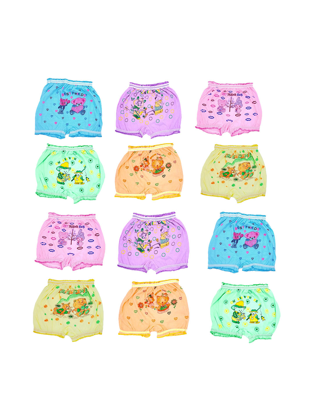 

BAESD Infants Pack Of 12 Printed Pure Cotton Basic Briefs, Blue