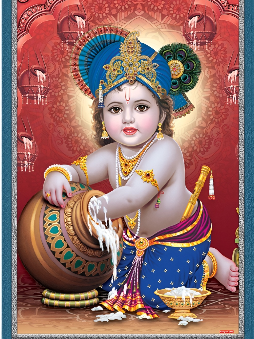 

Aquire Red & Beige Lord Bal Krishna Printed Waterproof Wall Sticker