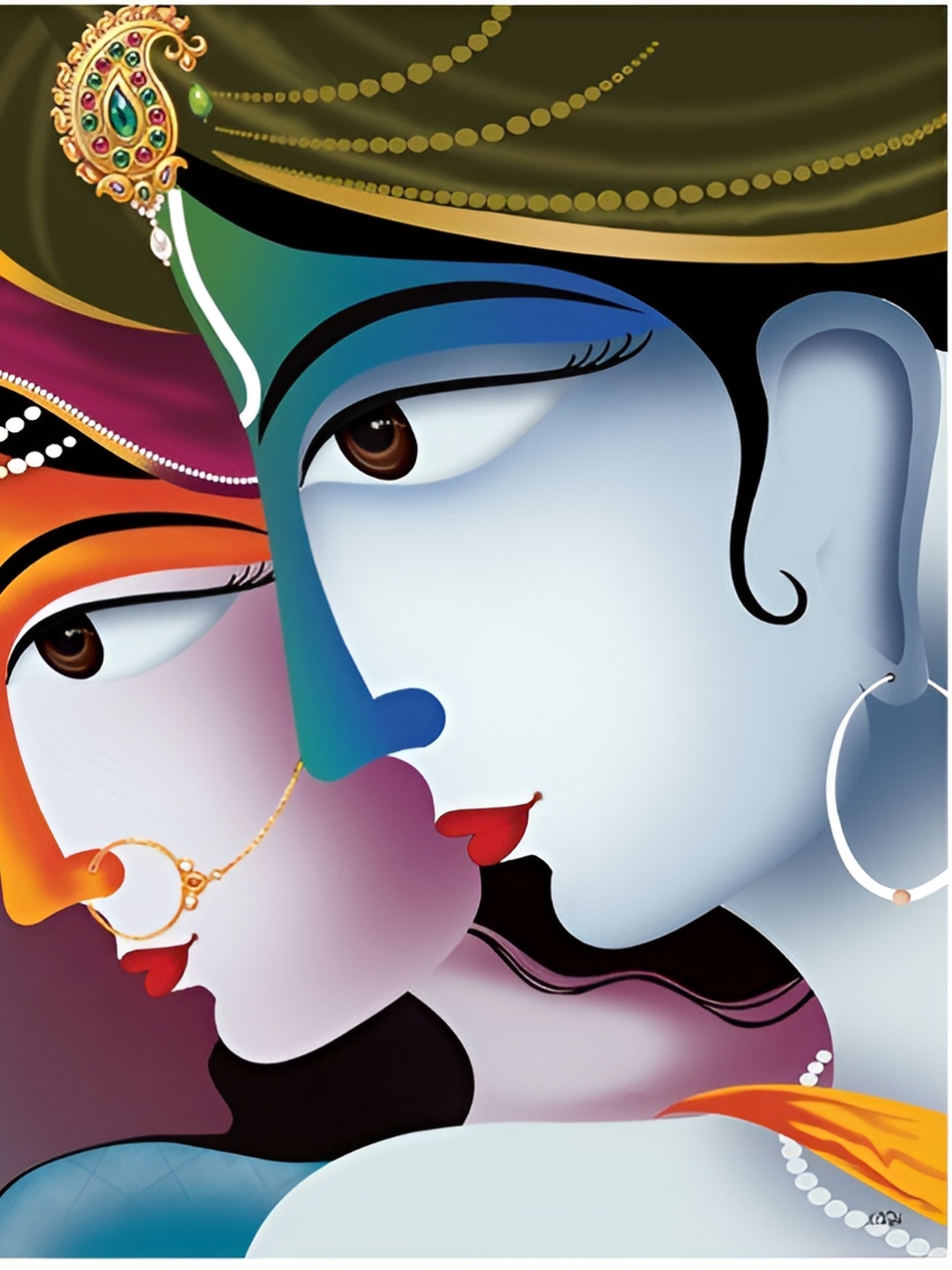 

Aquire Blue & Green Radha Krishna Printed Self Adhesive Waterproof HD Wall Sticker