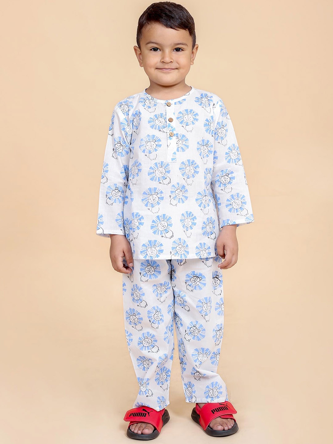 

BAESD Boys Printed Pure Cotton T-shirt With Pyjamas, Blue