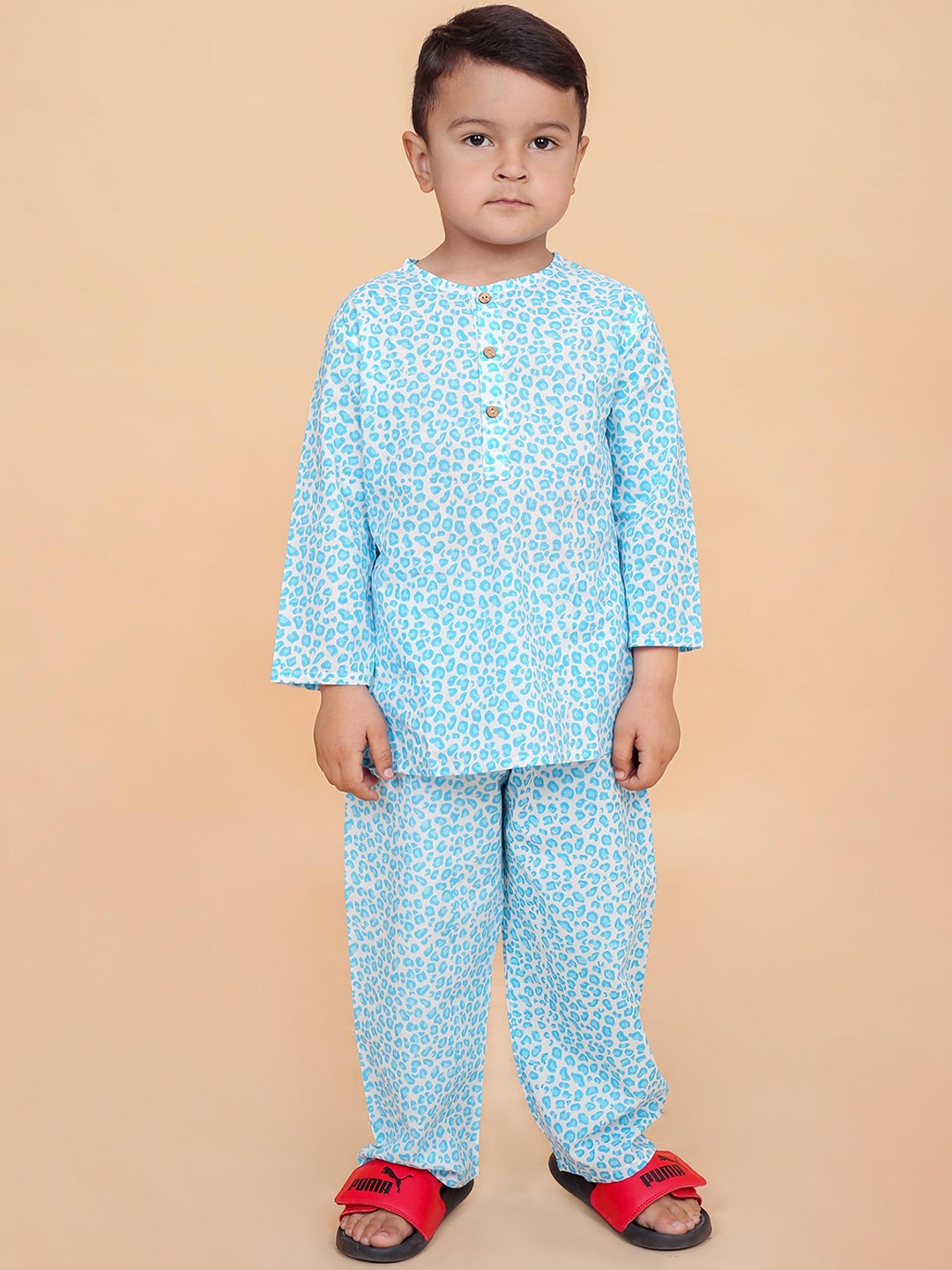 

BAESD Boys Conversational Printed Pure Cotton Night suit, Blue
